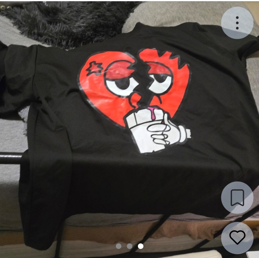 American Apparel Black Tee with Red Graphic Heart and White Cup